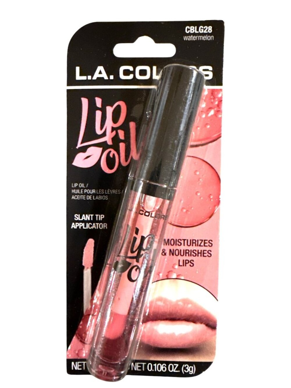 L.A. COLORS Lip Oil Gloss CBLG28 WATERMELON Clear Slant Tip Moisturize +Nourish